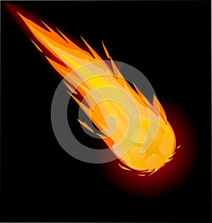 Fiery ball on the black background