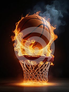 A fiery basketball, a fiery spirit to Win the Game with a basket ring