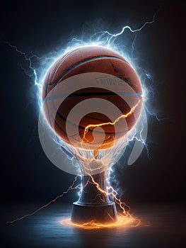 A fiery basketball thropy, a lightning spirit to Win the Game with a ring