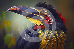 Fiery billed Aracari bird toucan