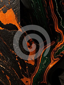 Fiery Black Marble Texture with 3d Graphite Elements