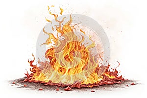 Fiery Blaze Ã¢â¬' Intense and Dynamic Combustion on White Background