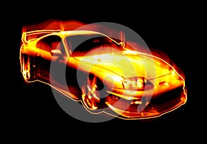 Fiery Blazing Sports Car