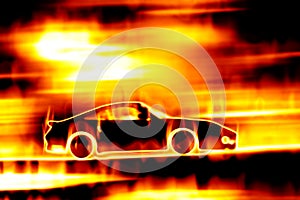 Fiery Blazing Sports Car