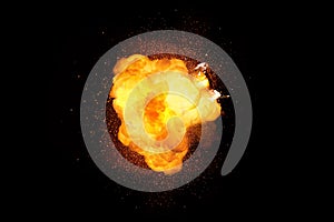 Fiery bomb bright explosion