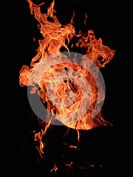 fiery bonfires blazed at night