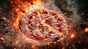 Fiery Cheese Pizza Explosion for Captivating Pizzeria Advertisements photo