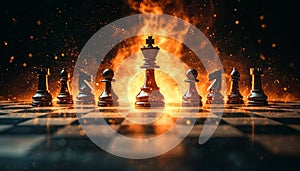Fiery Chess Battle: Intense Strategy Game on a Dramatic Board