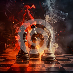 Fiery Chess Battle Scene