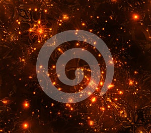 Fiery Cosmic Nebula Intense Orange Black Space Texture