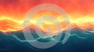 Fiery Cosmic Waves Abstract Background