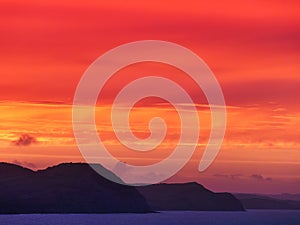 Fiery Dawn Clouds on an April Sunrise over the Jurassic Coast