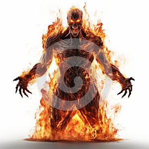 Fiery Demon Illustration On White Background