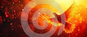 Fiery Dove In Flight