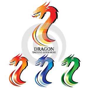 Fiery Dragon Emblem Vector Logo Concept Design