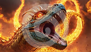 Fiery Dragon Unleashing Fury