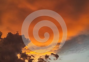 Fiery dramatic sky after the storm