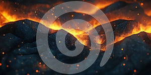Fiery Embers Burning Coal Background Image
