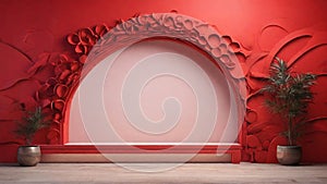 Fiery Essence: A Dynamic Wall Design Against a Fiery Red Background, Infusing the Space with Energy, Warmth, and Intensity - AI Ge