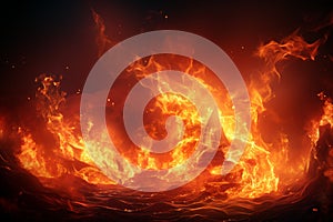 Fiery expansion, Illustration of hot flame, spreading blaze, fiery backdrop