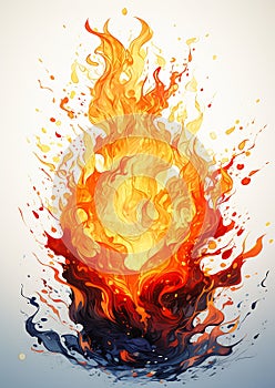 Fiery Explosion Background With Blue Flame