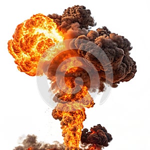 Fiery Explosion with Orange Smoke