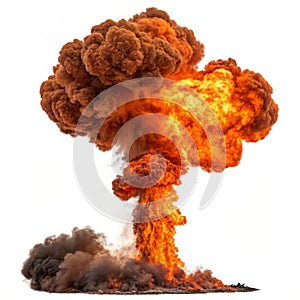 Fiery Explosion with Orange Smoke