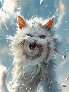 Fiery Feline: The Tale of an Agitated White Kitten and the Battl