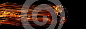 Fiery Fireball Against Black Background. Generative AI