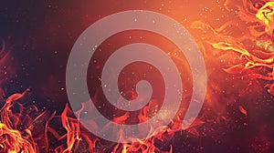 Flames burning in the air with dark backdrop