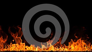 Fiery Flames on Isolated Black Background. created with Generative AI