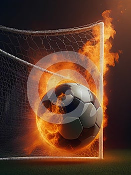 A fiery football, a fiery spirit to Win the Game, Goal keeper