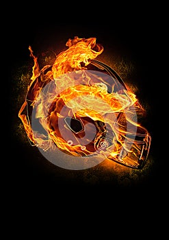 Fiery Football Helmet photo