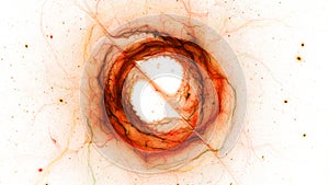 Fiery forming of accretion disk with force field on white background photo