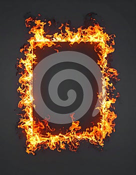 Fiery Frame Border on a Dark Background