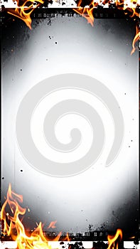 Fiery Frame Border Design with Grunge Texture