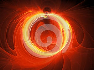 Fiery glowing plasma ring in space