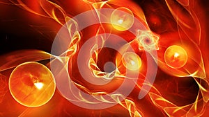 Fiery glowing quantum correlation abstract background photo