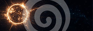Fiery Glowing Sun Exploding in Outer Space