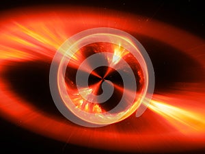 Fiery supermassive mysterios object in space gamma ray burst, computer generated abstract background, 3D rendering photo