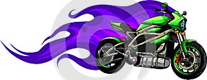 fiery green Motorcycle Racing Vector illustration design
