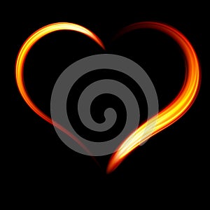 Fiery heart on a black background.