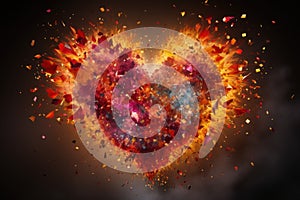 Fiery Heart explosion. Generate Ai