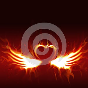 Fiery heart with wings