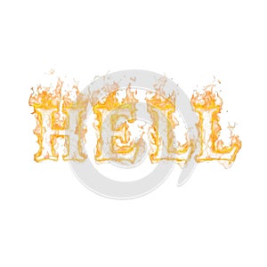 Fiery Hell Text Effect Graphic on White Background Illustration