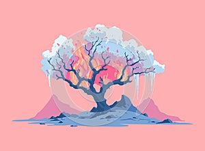 Fiery Ice Tree illustration