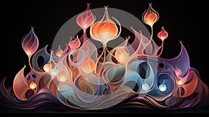 Fiery Inferno Illustration with Flames and Heat , abstract fire flames on black background, vector illustration