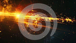 Fiery Light Streaks and Particles Exploding Across Dark Cosmic Background abstract explosion