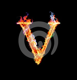 Fiery magic font - V photo
