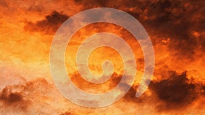 Fiery orange clouded sky with smoky texture.